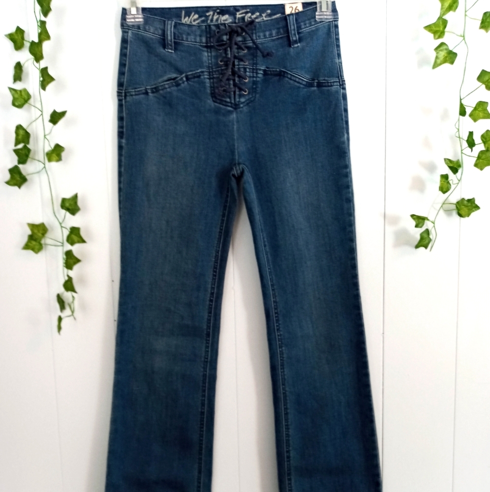 NWOT Free People lace up fly jeans w small pockets